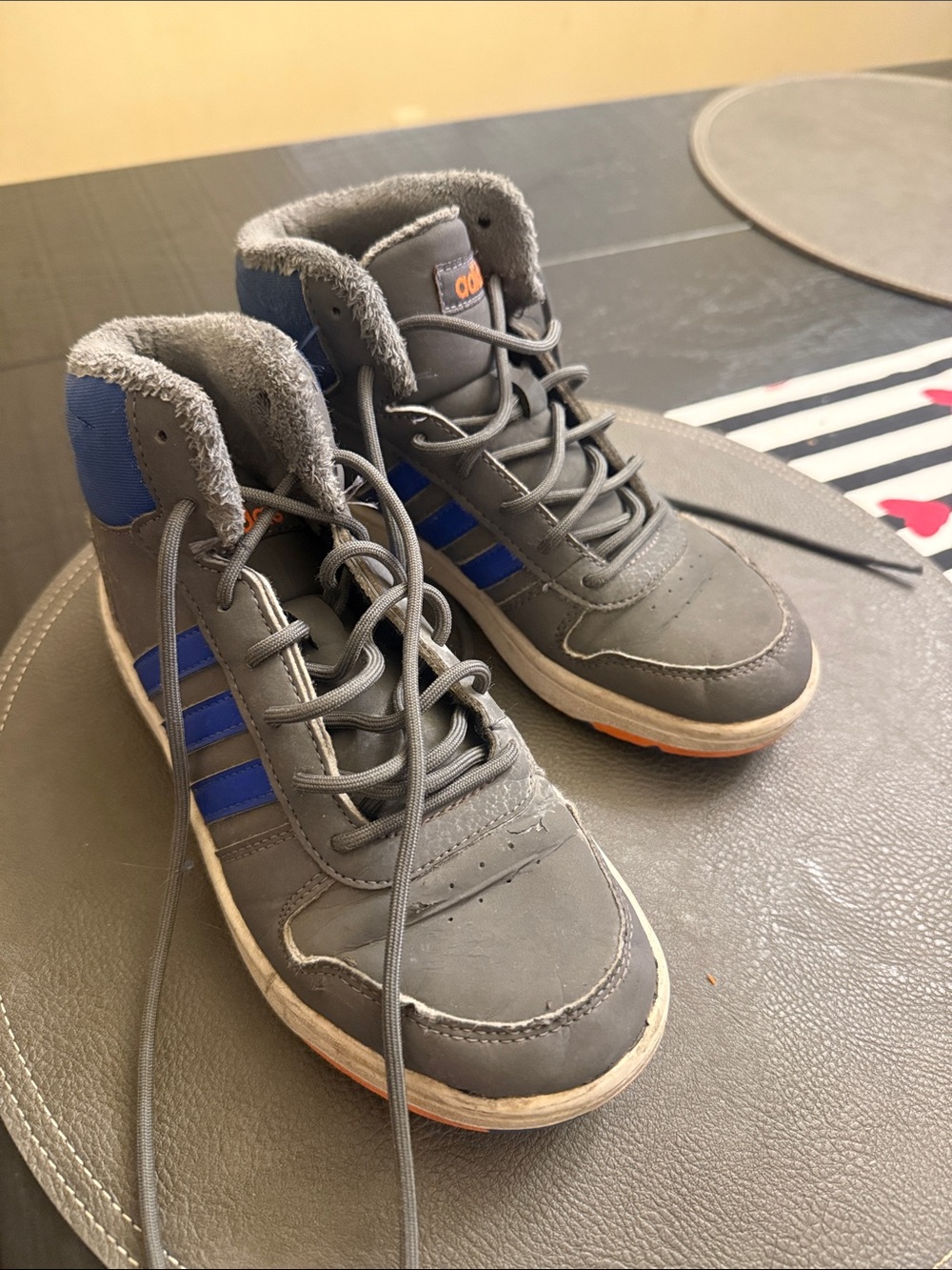 adidas Kids High-Top Sneakers in Gray and Blue